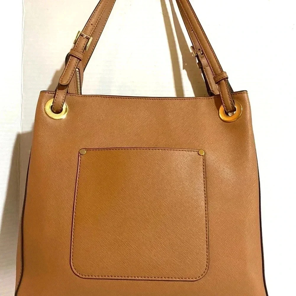 Michael kors brown saffiano leather shoulder handbag